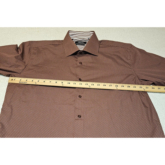 Steven by Steven Land Men’s Dress Shirt Brown Micro Dot Pattern 17 34/35 Modern - Picture 6 of 10